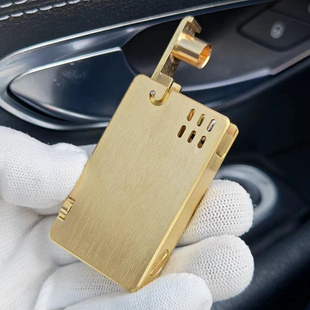 艾斯普里2代黄铜拉丝一键弹射半自动煤油打火机旋转火石仓可定制