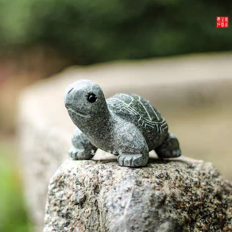 青石乌龟茶宠摆件造景玄武青砂石头微景观盆景鱼缸工艺品装饰