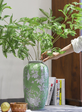 新中式陶瓷花瓶青花瓷高级感萝卜瓶手绘釉下彩客厅软装水培插花瓶