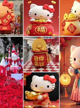 上海HelloKitty卡通公仔泡沫雕塑网红打卡KT猫装饰品大型摆件来图
