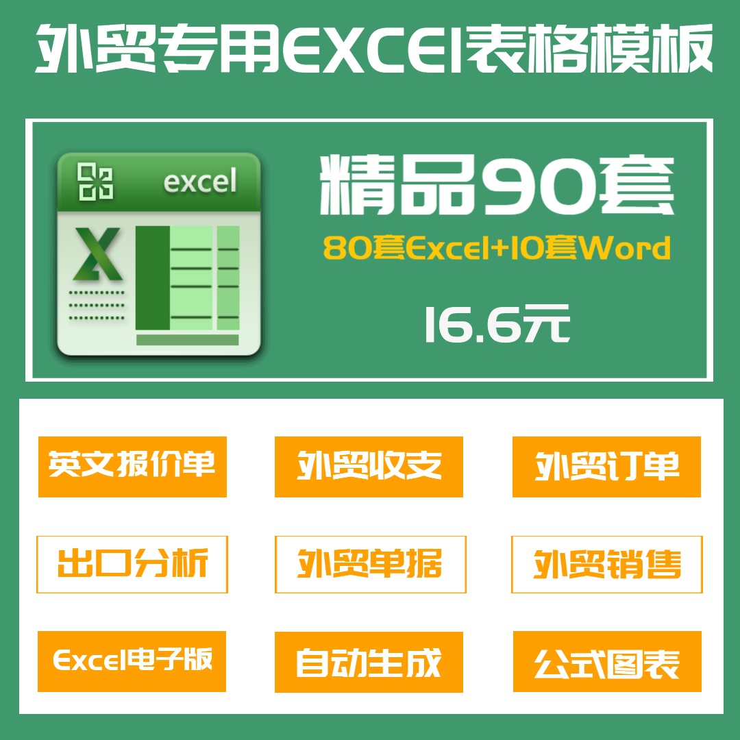 90套外贸Excel表格英文报价单财务收支跟单进出口货运报送关税