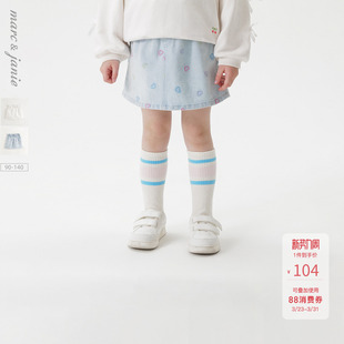 马克珍妮女童花苞牛仔绣花短裙 儿童半身裙2026年春装新款250201