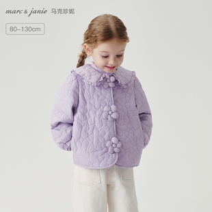 551600 新款 马克珍妮女童花朵绗棉翻领外套 宝宝棉衣2025年秋装