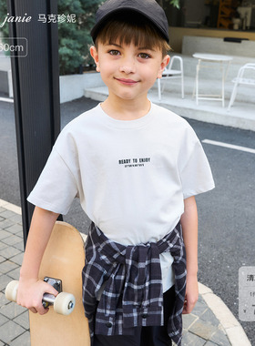 【凉感】马克珍妮男童潮酷字母短袖T恤 儿童上衣夏装新款550667
