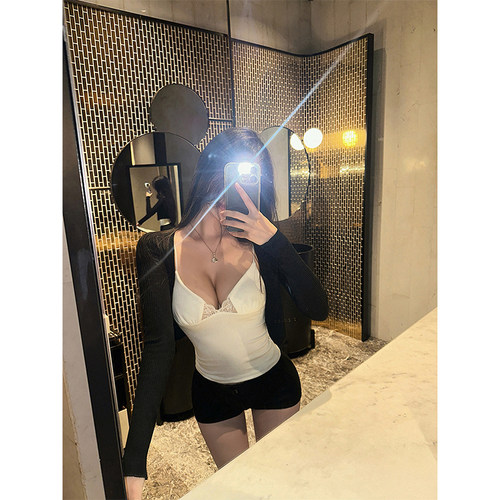XIAOQ百搭V领短款修身针织开衫