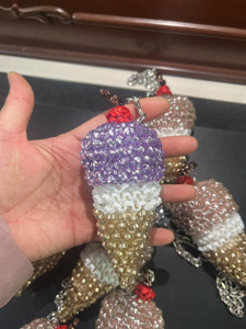 新款成品手工编织冰淇淋挂件钥匙扣包挂