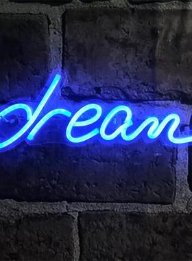 背板霓虹dream  USB 5v供电  遥望梦想 创意小夜灯 粉色 蓝色畅销