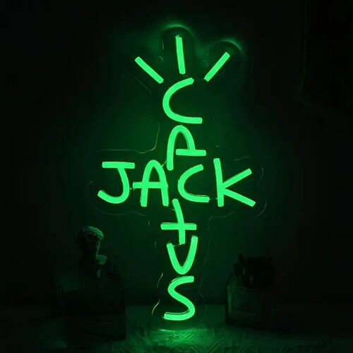 仙人掌杰克霓虹灯Jack Neon字母发光灯牌酒吧说唱装饰纹身店装饰