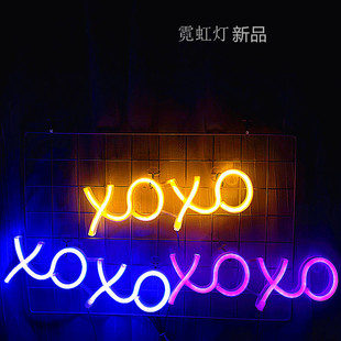 SOKKA新品 饰生日派对挂墙布置霓虹灯XOXO 亚马逊现货LED造型寝室装