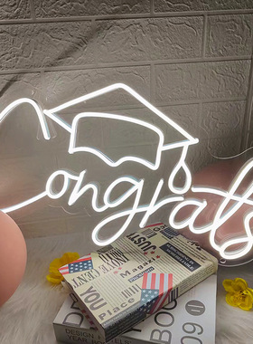 外贸新款LED发光霓虹灯Congrats学士礼品毕业晚会布置室内造型灯