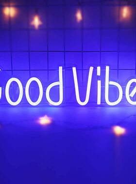 Good Vibes霓虹灯蓝色 LED霓虹灯墙壁标志霓虹灯卧室生日派对