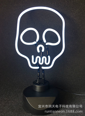背板霓虹灯万圣节造型骷髅桌灯霓虹灯neonlight发光工艺小夜灯