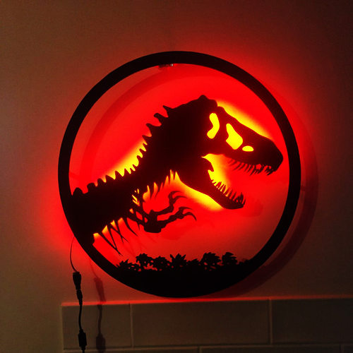 跨境 侏罗纪公园LED夜灯发光壁灯Jurassic Park恐龙气氛灯