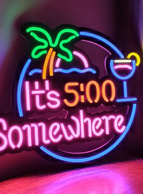 室内装饰It's somewhere LED霓虹灯酒杯造型灯酒吧广告牌墙悬挂灯