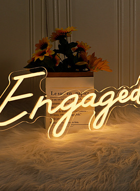LED英文字母Engaged背板霓虹灯氛围卧室装饰节日派对酒吧造型灯
