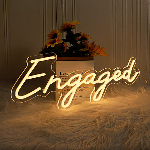 LED英文字母Engaged背板霓虹灯氛围卧室装饰节日派对酒吧造型灯