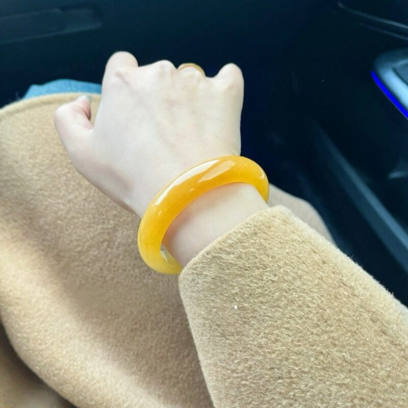 黄龙玉手镯鸡油黄玉手镯女款温润手饰