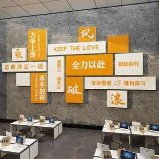办公司进门形象背景墙面装饰企业文化氛围会议室励志标语布置贴画