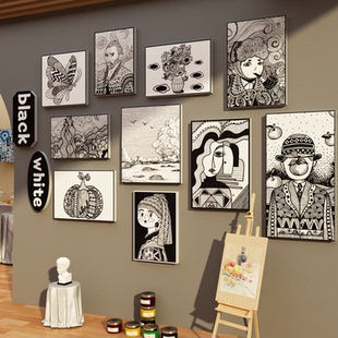 画室展氛围布置美术教室装饰墙面幼儿园环创材料线素描主题成品