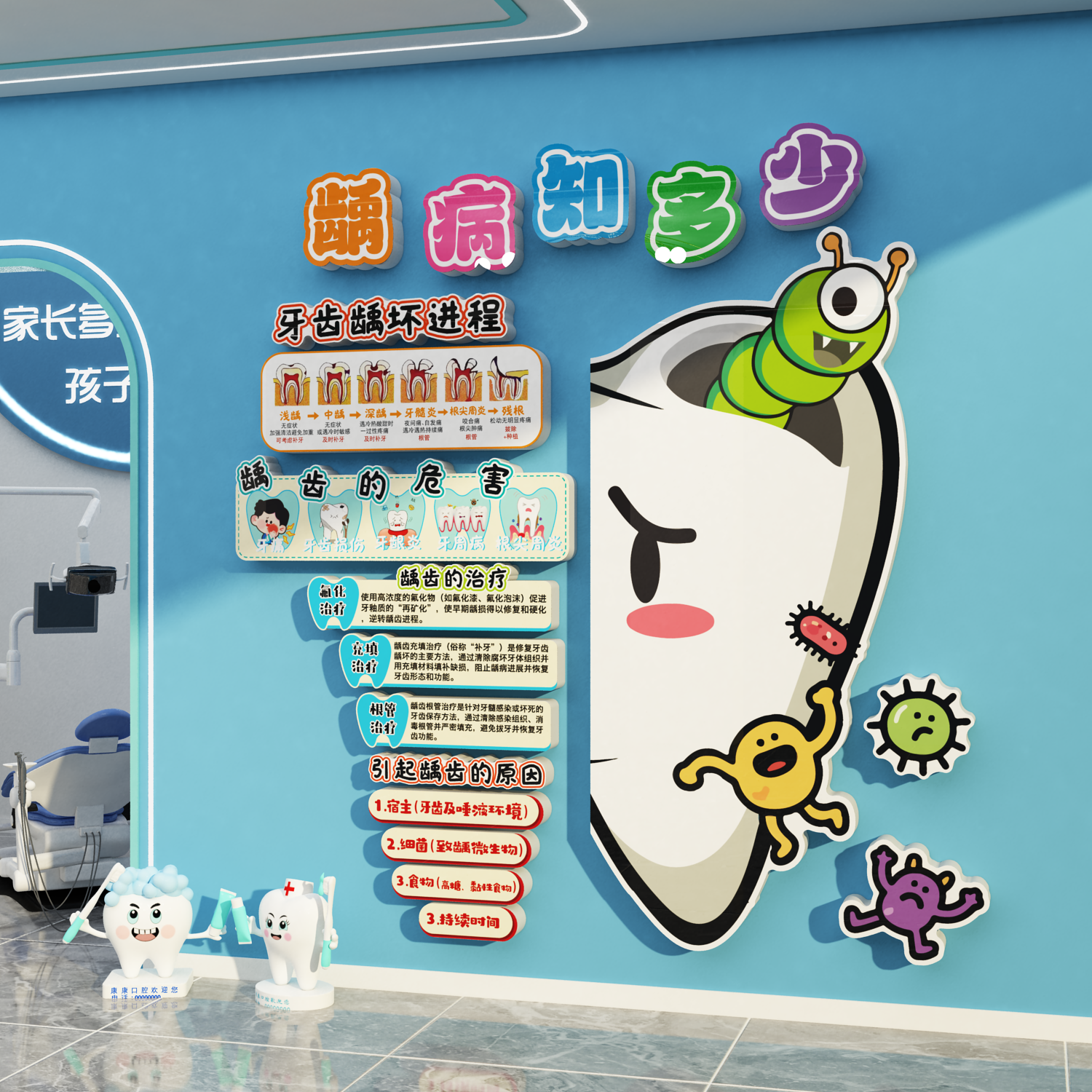儿童口腔牙科室门诊所墙面装饰医院文化形象贴纸广告海报宣传挂画
