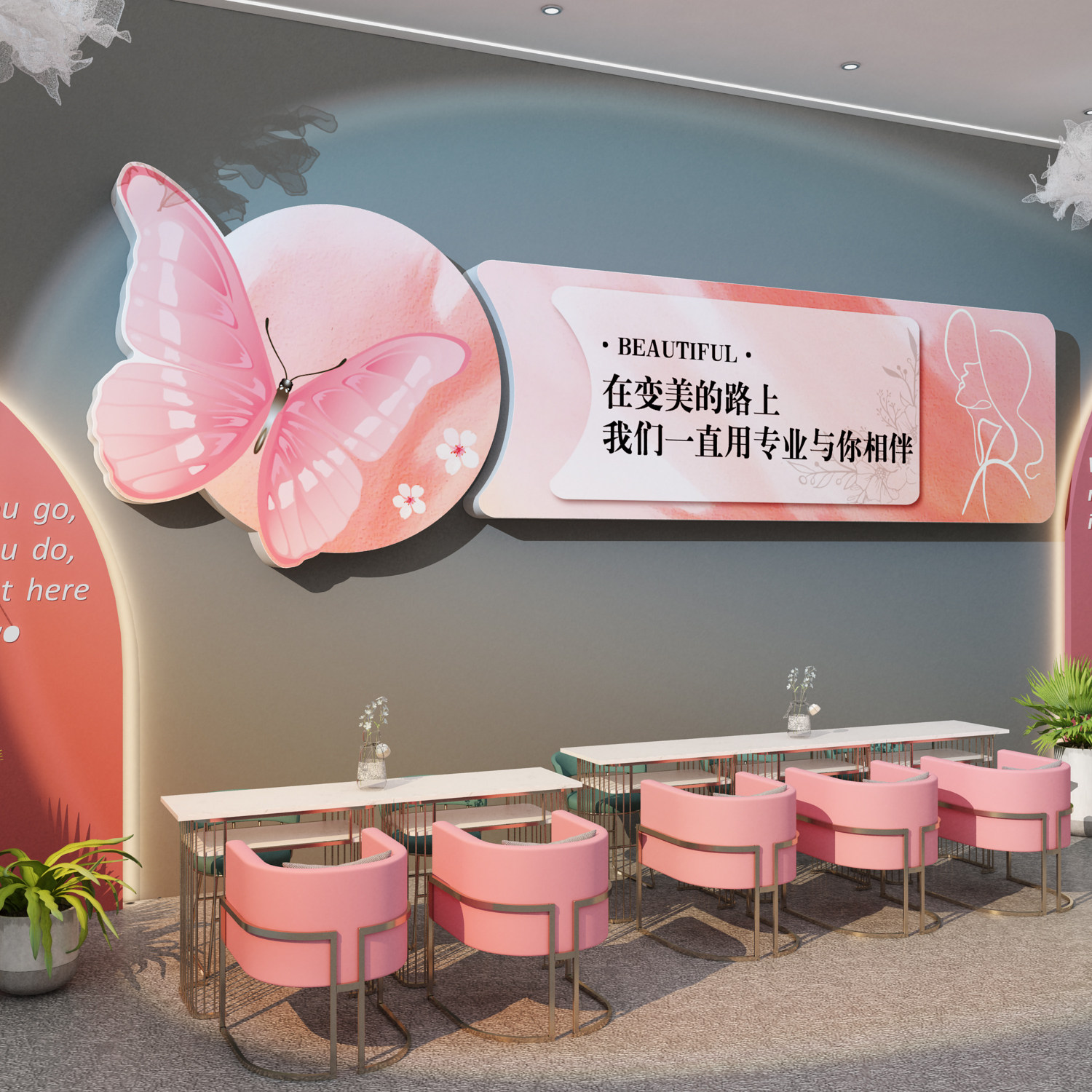 网红美甲店氛围高级感墙面背景装饰画形象布置广告牌展示牌吸引人