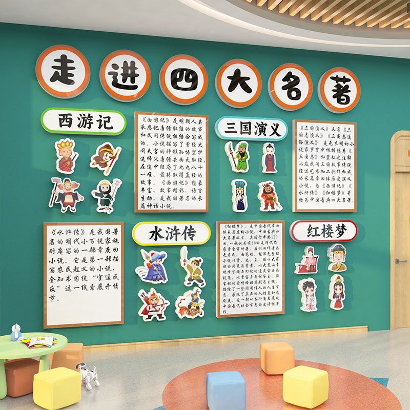 小学幼儿园墙面装饰中国传统文化环创主题四大名著阅图角好书推荐
