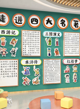 幼儿园班级教室墙装饰中国传统文化环创主题四大名著阅好书香推荐