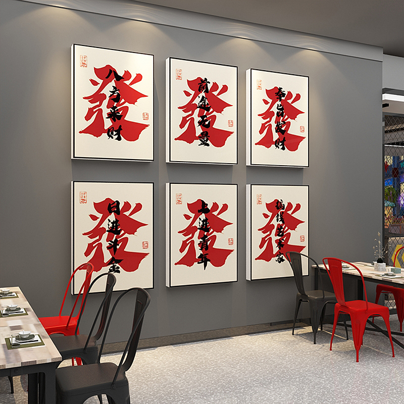 过马新年复古工业风装饰墙面店火锅餐饮贴纸国潮发字文化壁挂画图片