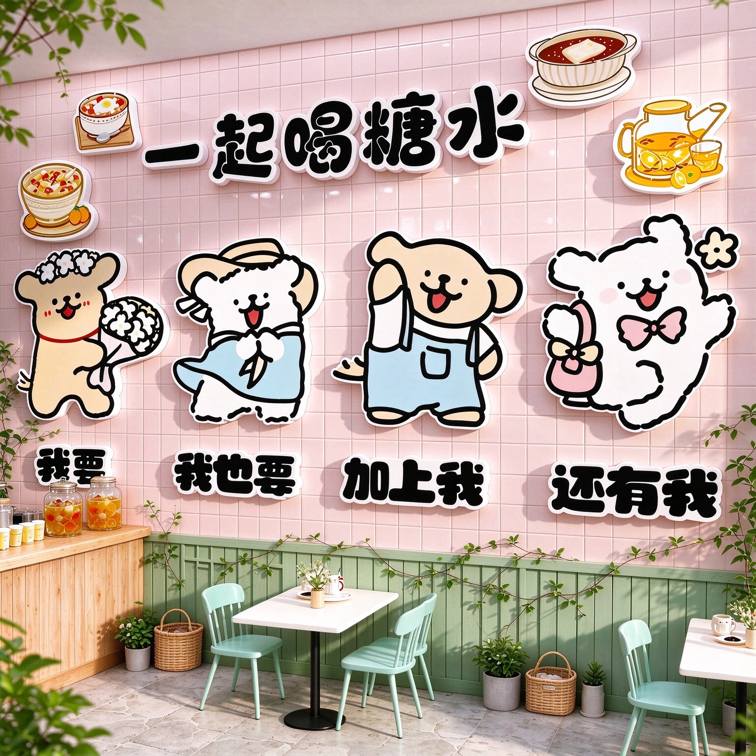网红打卡港式茶餐厅甜品蛋糕墙贴