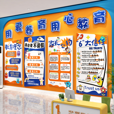家长公约培训机构托管班级文化中心形象墙面装饰贴幼儿园环创成品