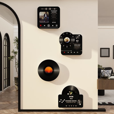 周杰伦歌词墙贴黑胶唱片玄关入户迎门电视机背景墙装饰挂件画布置