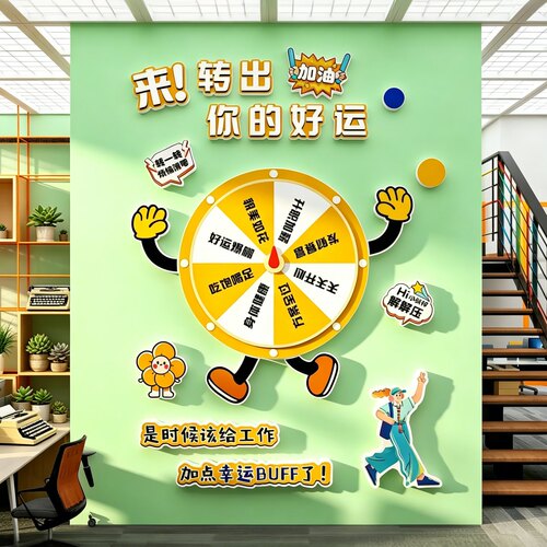 办公室幸运转盘加油补给站墙贴