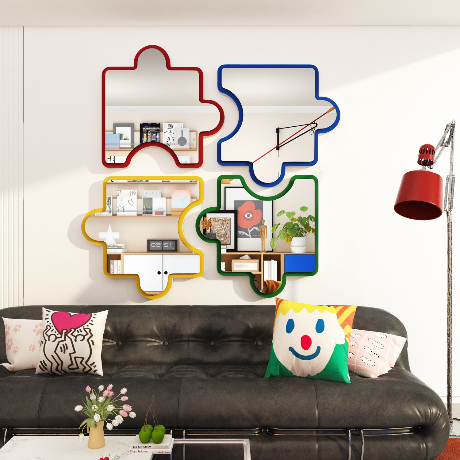 电视机背景墙装饰画挂件2025新款客厅沙发多巴胺镜子改造贴自粘