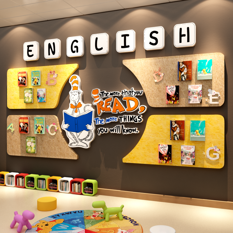 英文语培训教室机构环创幼儿园主题成品墙面布置装饰毛毡板工作贴,家居饰品,软装墙贴,淘宝优惠券,粉丝福利购,淘宝优惠卷