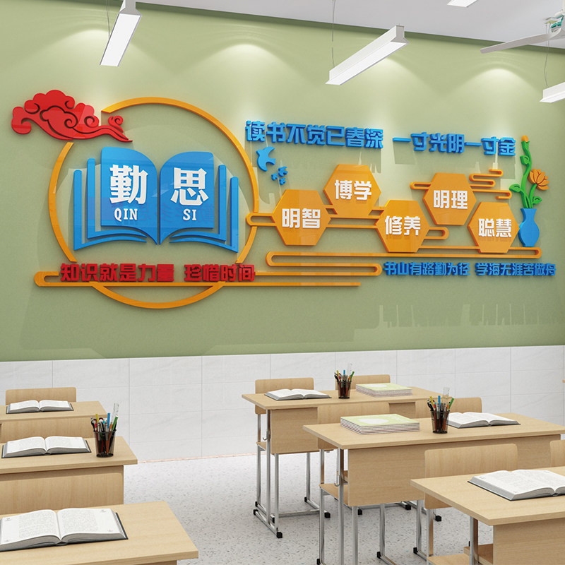 教室布置装饰神器班级黑板报自习书法文化墙贴面小学初中励志标语_虎窝淘