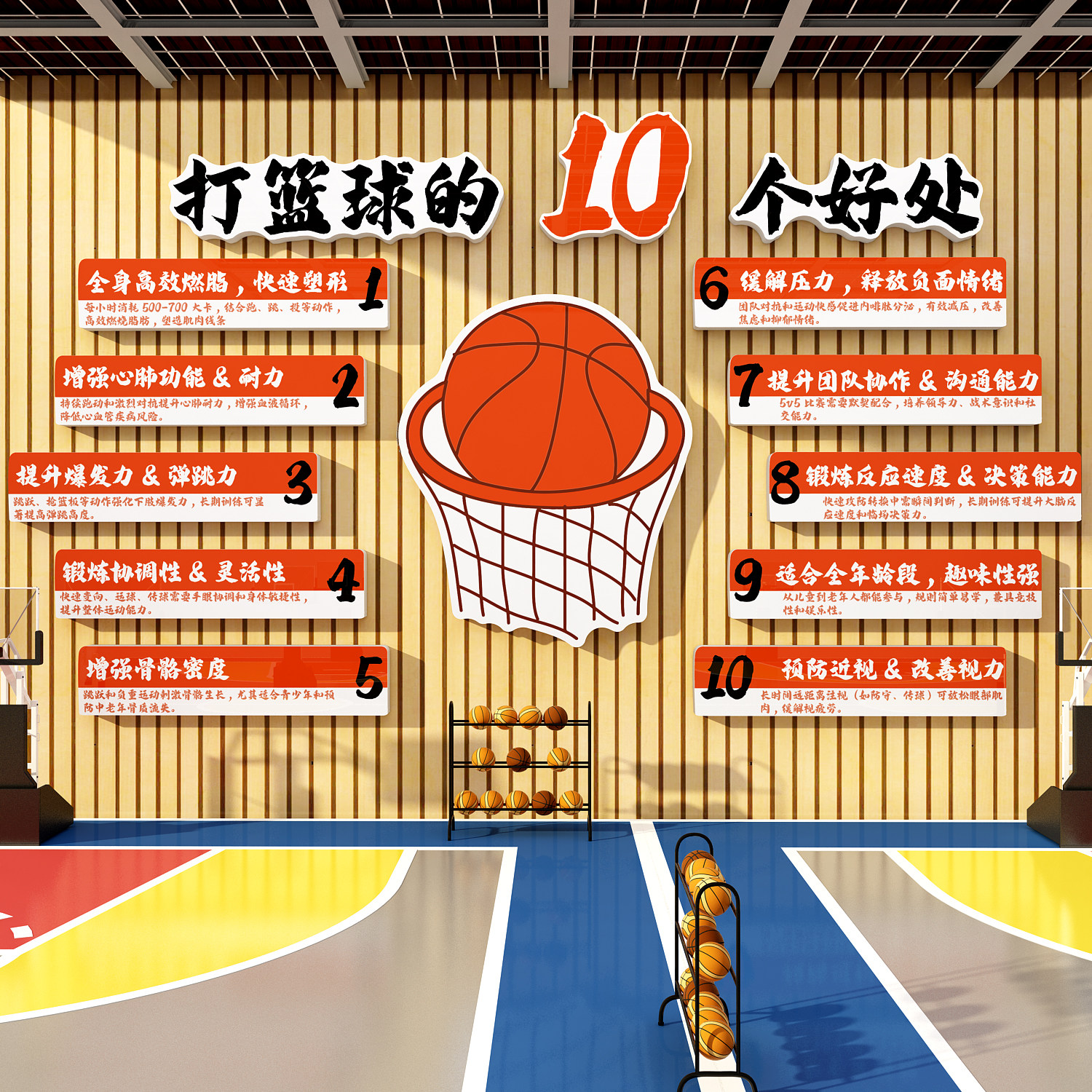 网红打篮球场馆教室文化墙面装饰运动体育培训机构海报好处布置