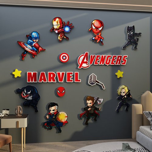 博尼亚儿童房间漫威立体墙贴