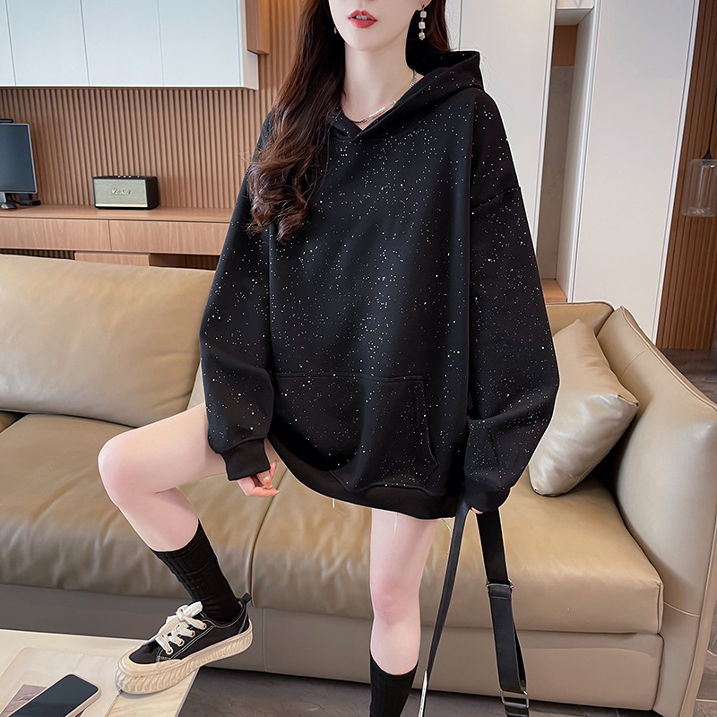 300斤大码女装加绒卫衣连帽宽松