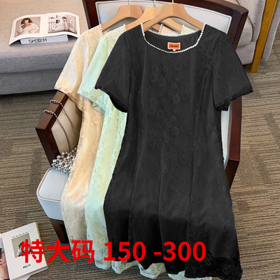 300斤特大码夏显瘦A大摆连衣裙