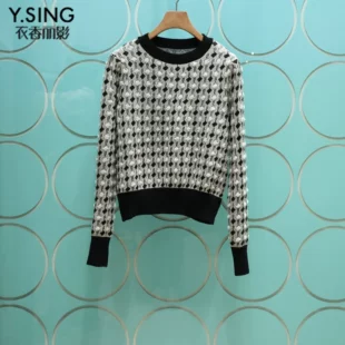 千鸟格羊毛针织衫 2022冬季 女111019012 YSING衣香丽影专柜正品 新款