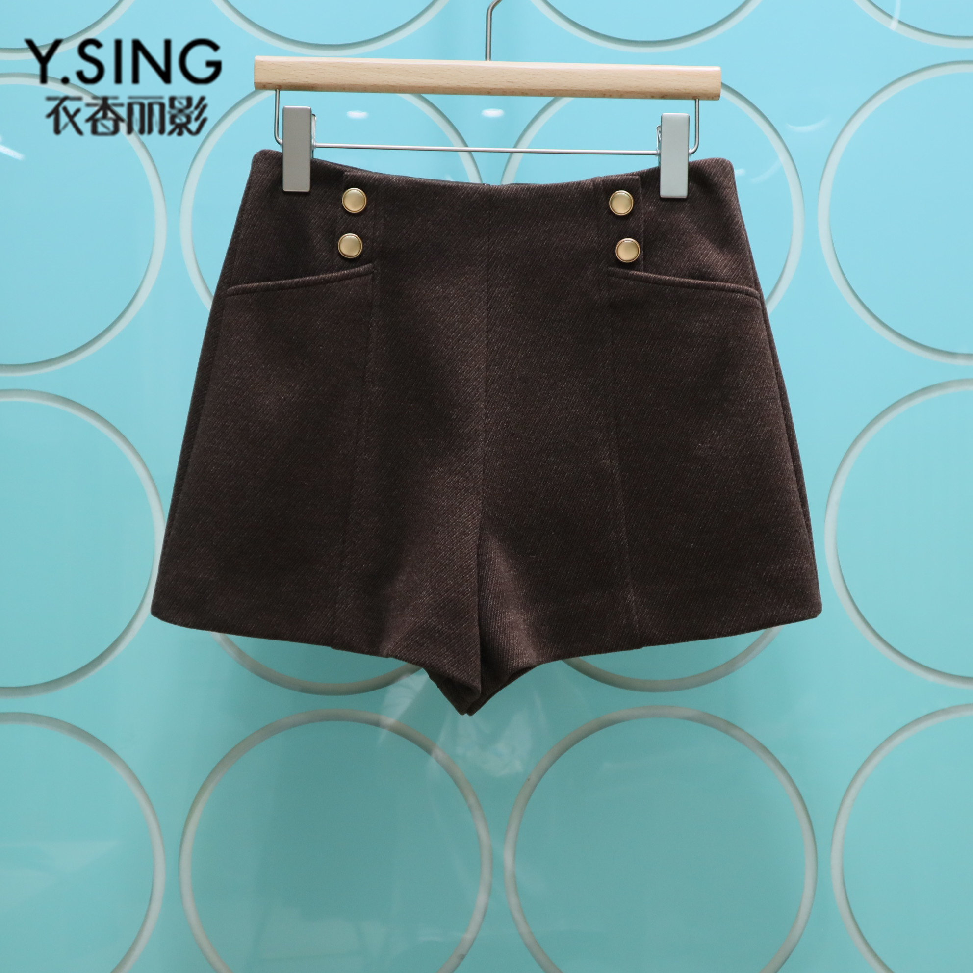 YSING衣香丽影专柜正品2025冬季新款百搭羊毛呢短裤女141016502,女装/女士精品,休闲裤,淘宝优惠券,粉丝福利购,淘宝优惠卷