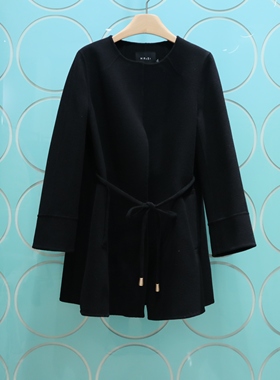 MRER莫乂义2025专柜正品冬季新款韩版宽松系带毛呢大衣R3D42012