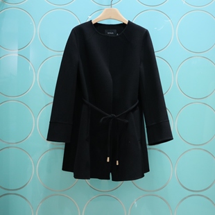 MRER莫乂义2025专柜正品冬季新款韩版宽松系带毛呢大衣R3D42012