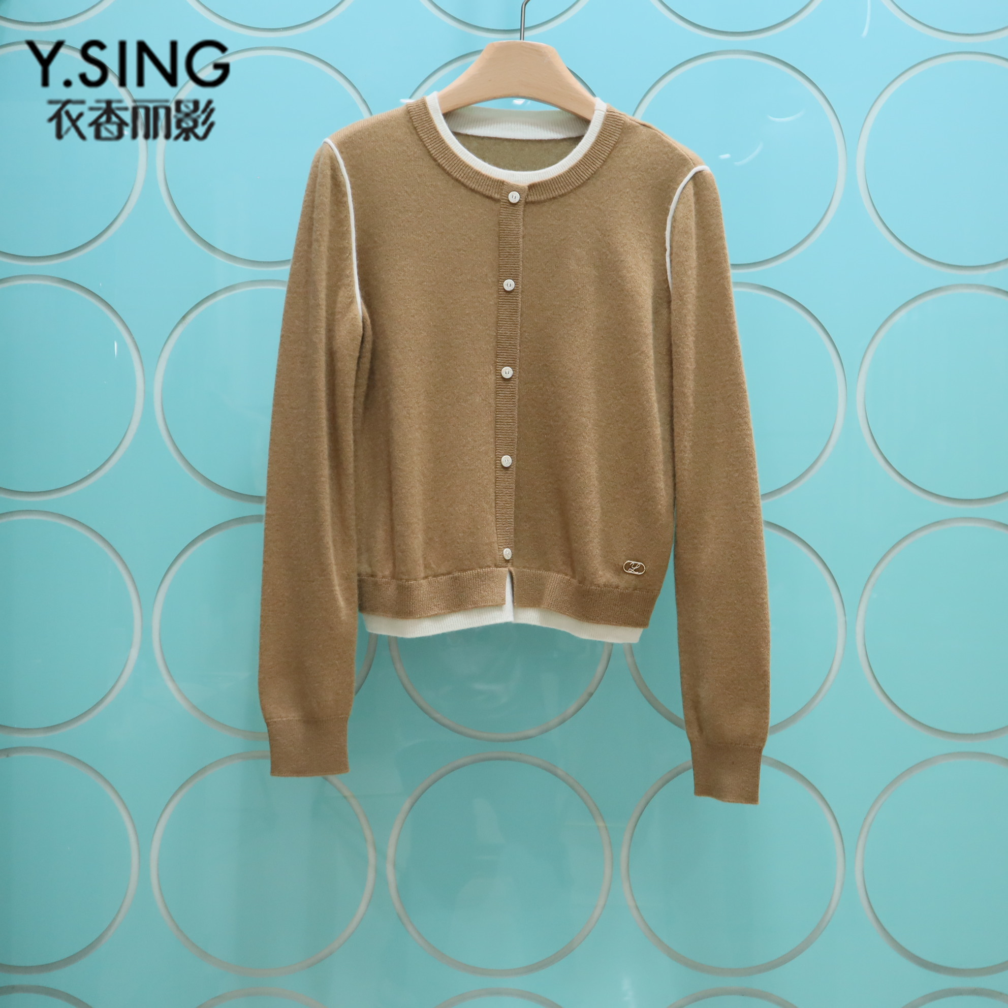 YSING衣香丽影专柜正品2025冬季新款拼接套头羊毛针织衫141019026