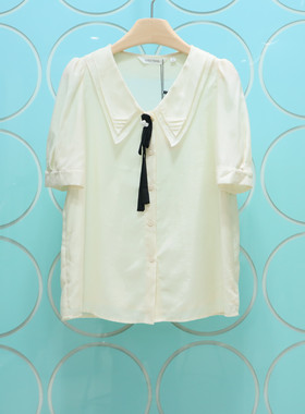 紫淑专柜正品2025夏季新款翻领百搭休闲短袖衬衫上衣女Z1CA32227