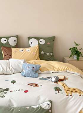 轻奢新品设计款100支澳棉长绒棉贴布绣四件套刺绣简约高档四件套