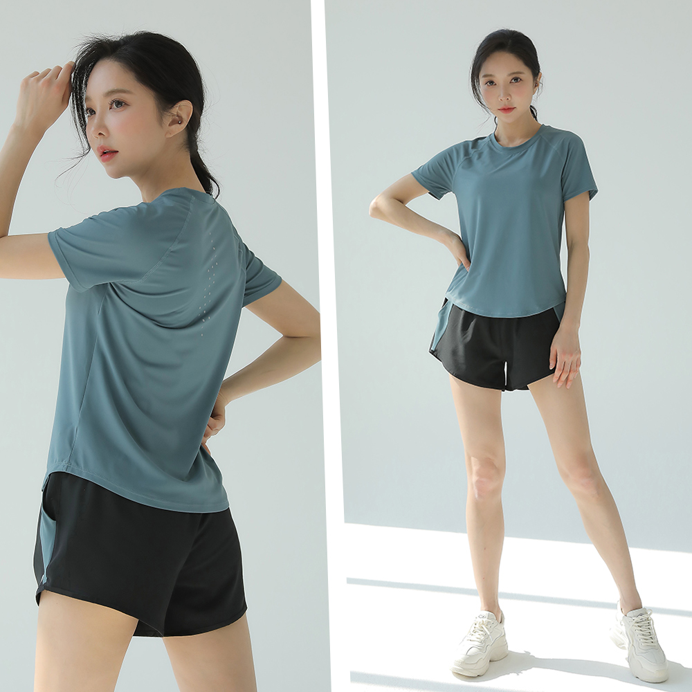 专业跑步运动套装短裤女健身房2026夏季宽松晨跑瑜伽跳操服速干衣