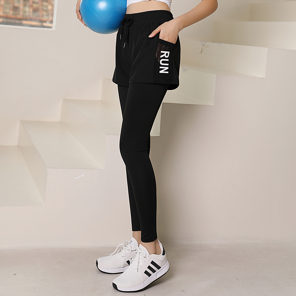跑步健身裤速干假两件运动裤