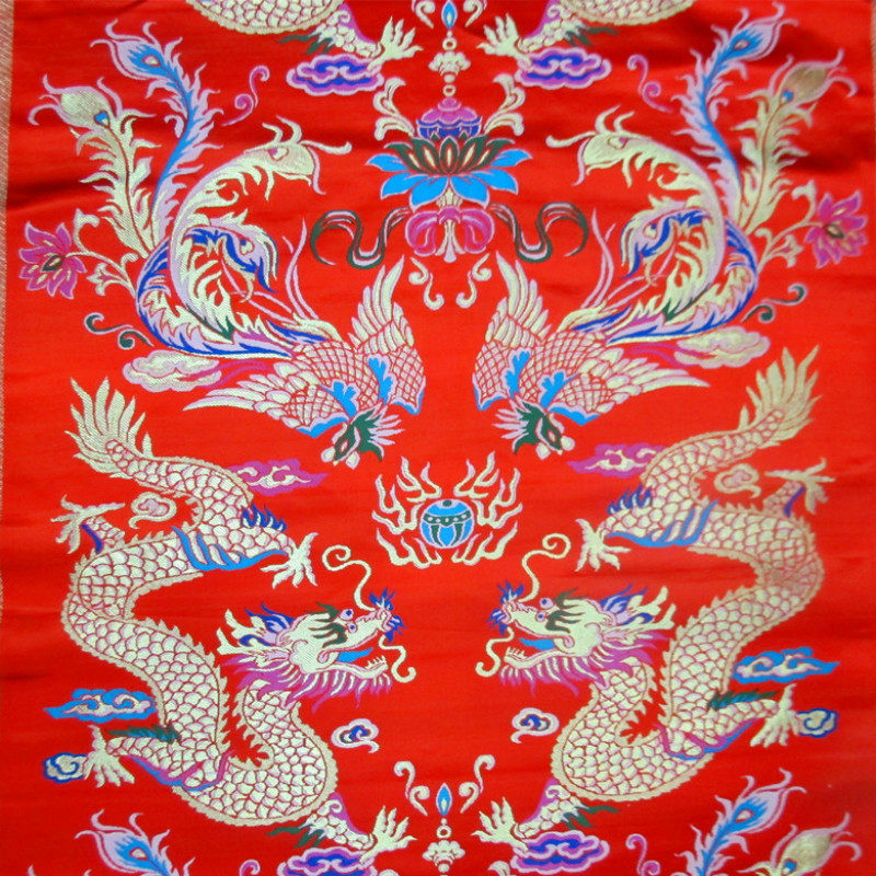 藏式织锦布料 古装结婚婚庆cos服装旗袍礼服面料织锦缎龙凤褂布料