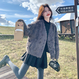 现货主推2025冬季新款灰色气质环保皮草毛毛外套女1512-P180K278，女装皮草，莘蕾